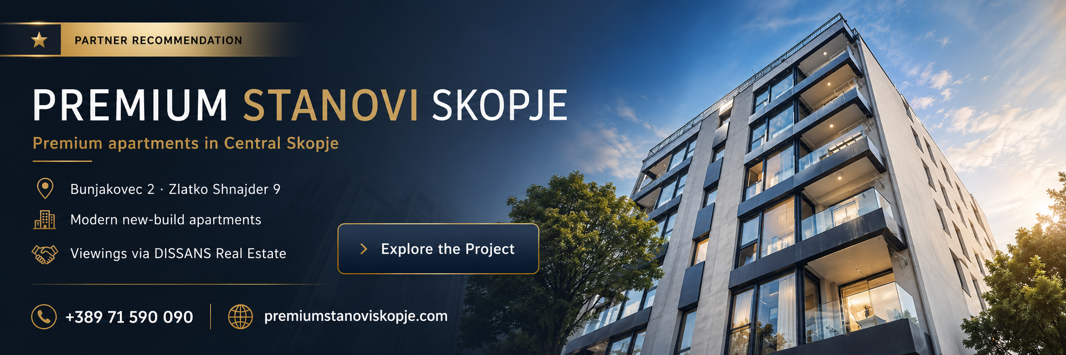 Premium Stanovi Skopje, premium apartments in Central Skopje via DISSANS Real Estate